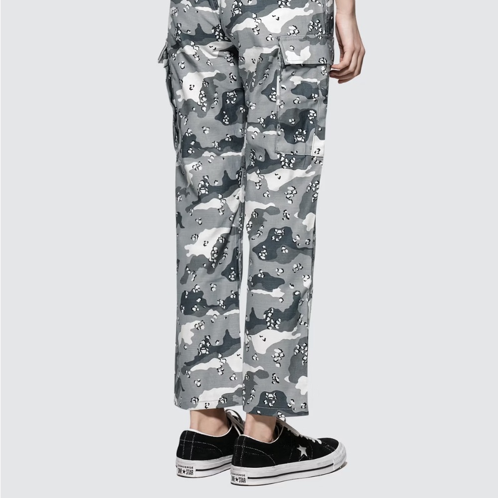Gray and White Cargo Pants with Urban Camouflage